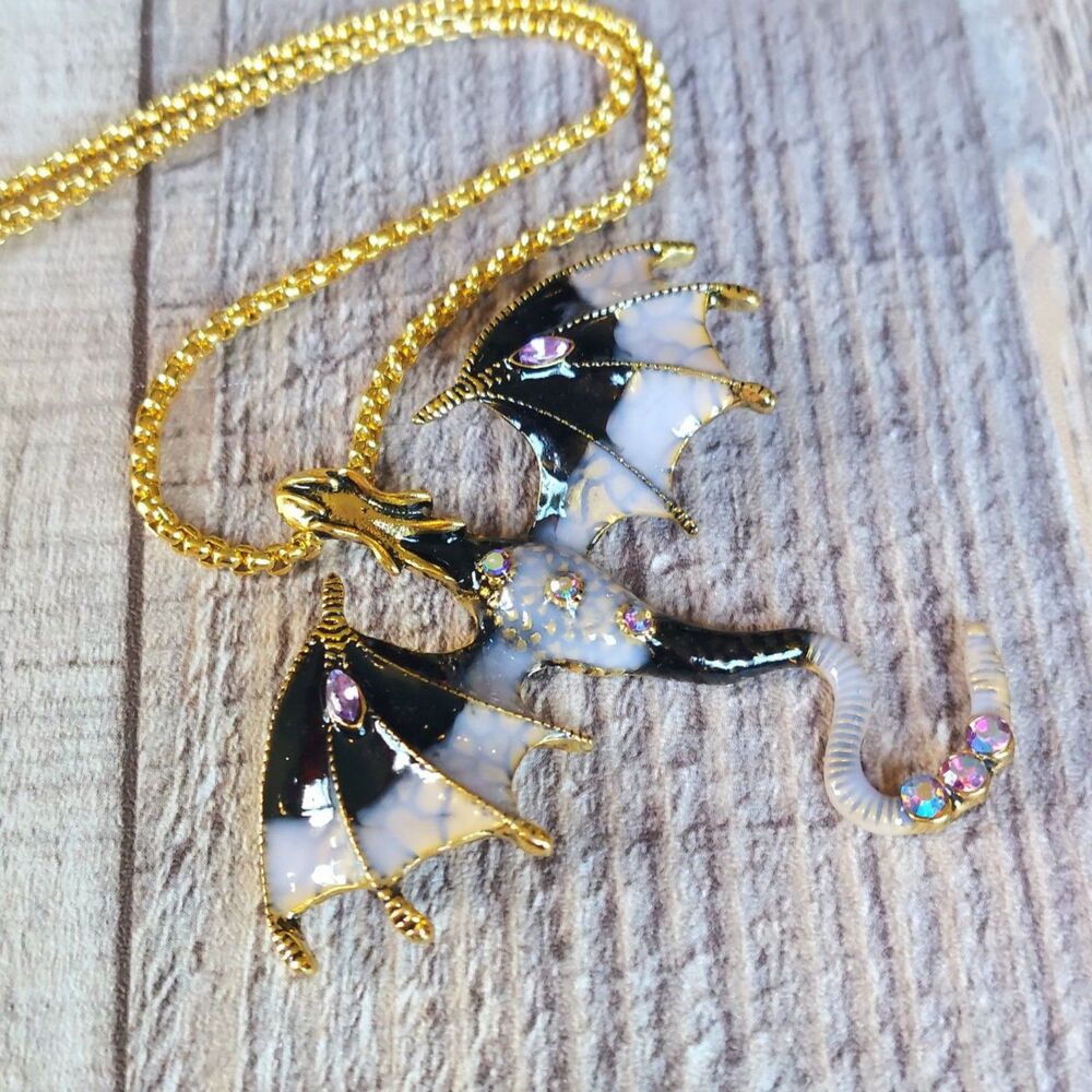 Dragon Necklace Black and White - Picture 2 of 3